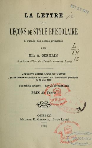 La Lettre, ou, Leçons de style épistolaire
