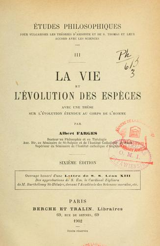 Vie et l'évolution des espèces