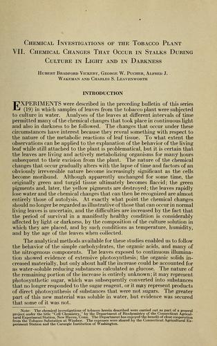 Chemical investigations of the tobacco plant