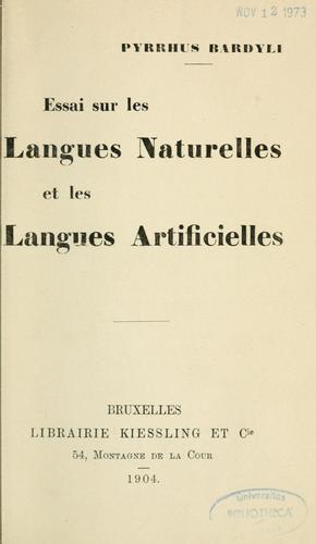 Essai sur les langues naturelles et les langues artificielles