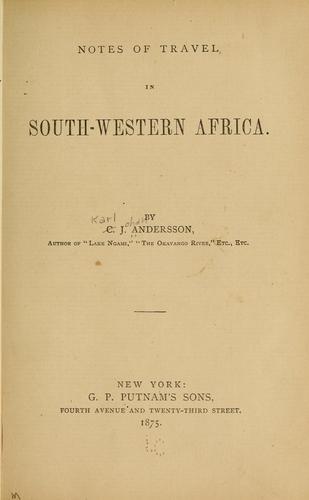 Notes of travel in south-western Africa