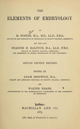 The elements of embryology