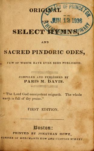 Original and select hymns, and sacred pindaric odes