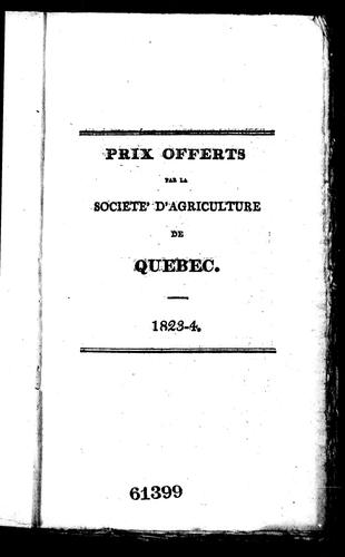 Premiums offered by the Quebec Agricultural Society