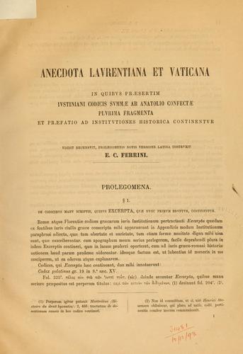 Anecdota Laurentiana et Vaticana