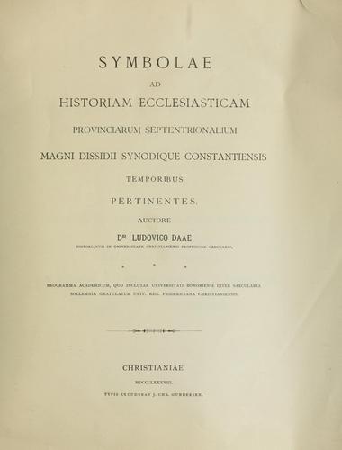 Symbolae ad historiam ecclesiasticam provinciarum septentrionalium magni dissidii synodique constantiensis temporibus pertinentes