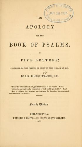 An Apology for the Book of Psalms, in five letters
