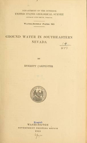 Ground water in southeastern Nevada
