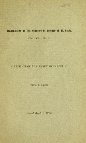 A revision of the American Paederini