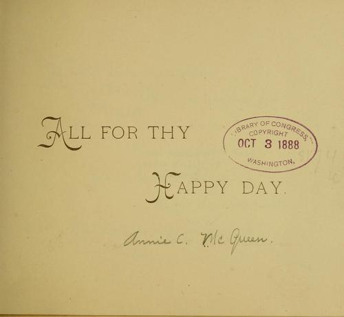 All for thy happy day