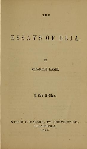 The essays of Elia...