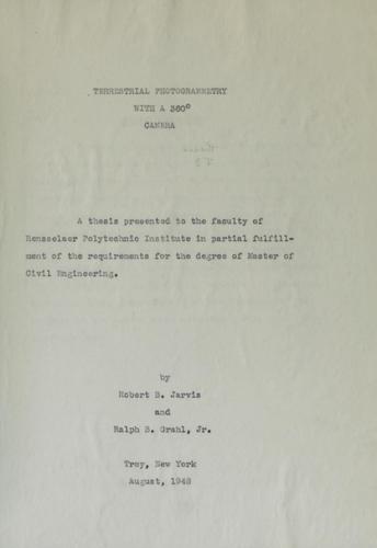 Terrestrial photogrammetry with a 360 camera, ...
