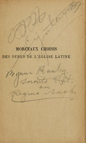 Morceaux choisis des Pères de l'Eglise Latine