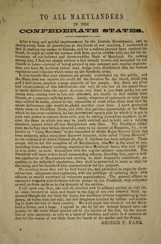 To all Marylanders in the Confederate States
