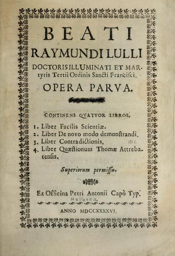 Opera parva; continens quatuor libros