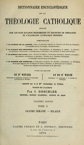 Dictionnaire encyclopédique de la theologie catholique ...