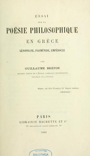 Essai sur la poésie philosophique en Grèce