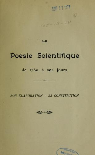 La poésie scientifique de 1750 à nos jours