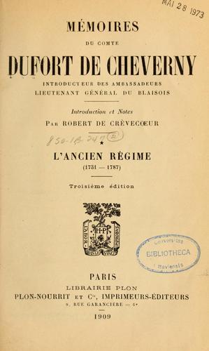 Mémoires du comte Dufort de Cheverny