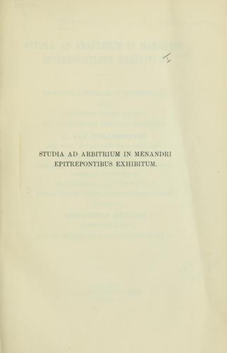 Studia ad arbitrium in Menandri Epitrepontibus exhibitum
