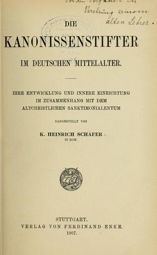 Die Kanonissenstifter im deutschen Mittelalter