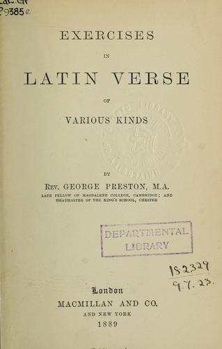 Exercises in Latin verse of various kinds