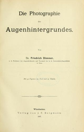 Die Photographie des Augenhintergrundes