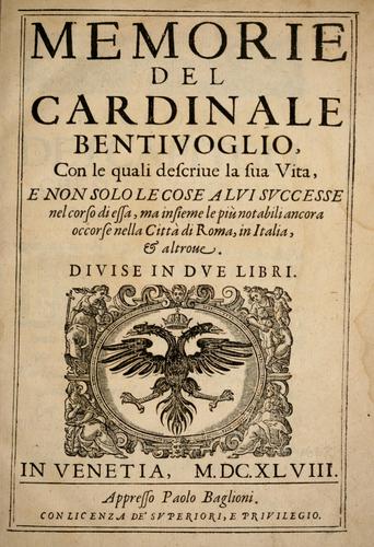 Memorie del Cardinale Bentivoglio