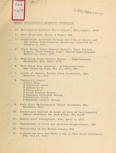 Boston redevelopment authority references