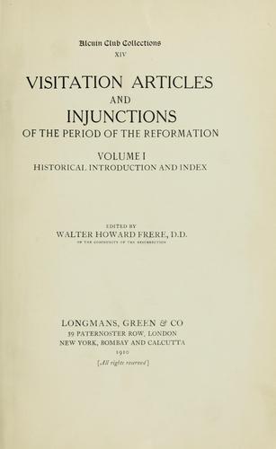 Visitation articles and injunctions of the period of the Reformation