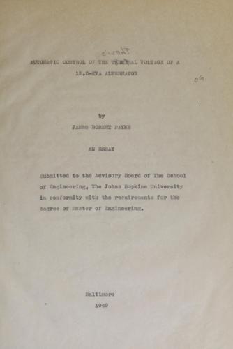 Automatic control of the terminal voltage of a 12.5-KVA alternator