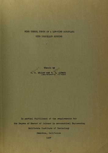 Wind tunnel tests on a low-wing monoplane with propeller running