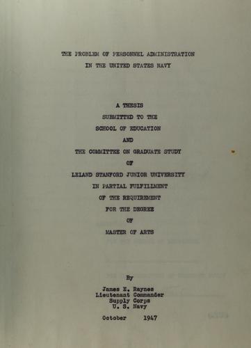 The problem of personnel administration in the United States Navy