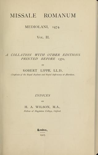 Missale romanum Mediolani, 1474