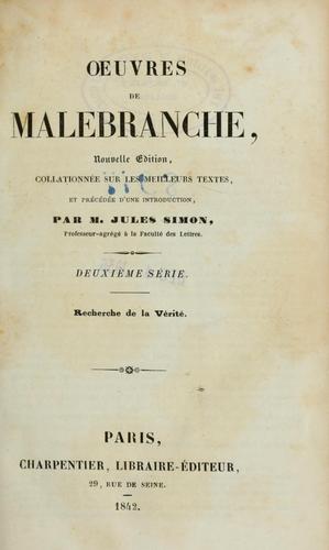 Oeuvres de Malebranche