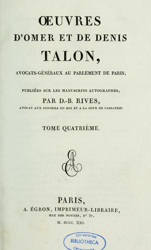 Oeuvres d'Omer et de Denis Talon \