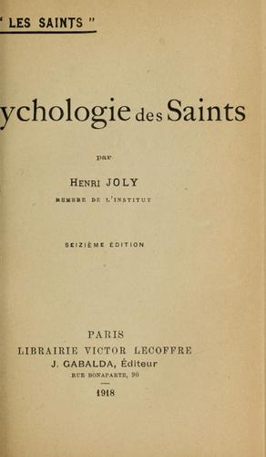 Psychologie des saints