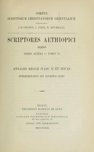 ... Annales regum Iyāsu II et Iyo'as