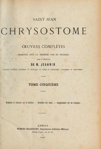 Oeuvres complétes de Saint Chrysostome