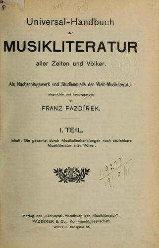 Manuel universel de la littérature musicale