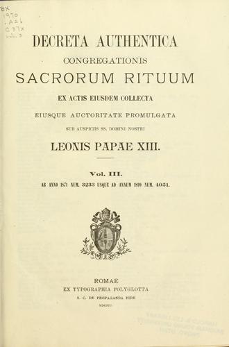 Decreta authentica Congregationis Sacrorum Rituum
