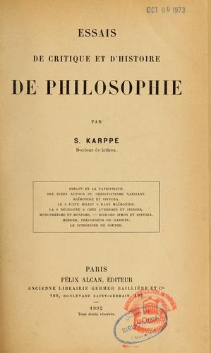 Essais de critique et d'histoire de philosophie
