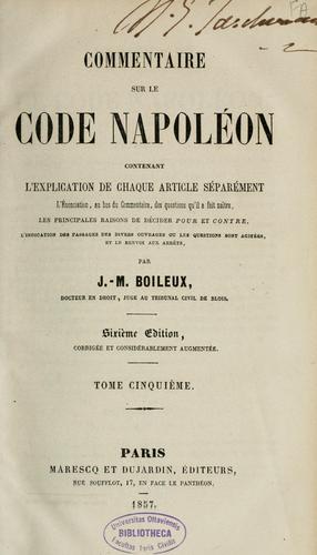 Commentaire sur le Code Napoléon...
