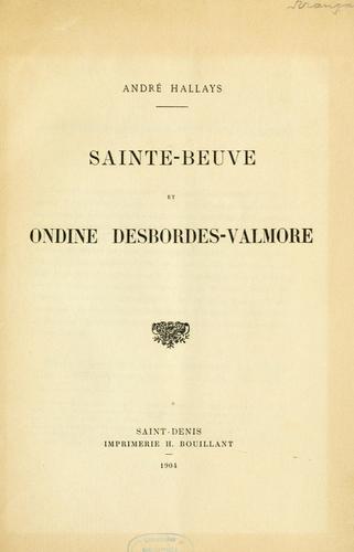 Sainte-Beuve et Ondine Desbordes-Valmore