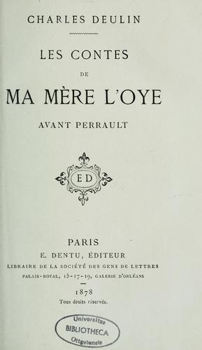 Les contes de ma mère l'oye avant Perrault
