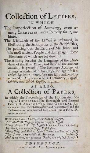 A collection of letters, in which the imperfection of learning, even among Christians, and a remedy for it, are hinted