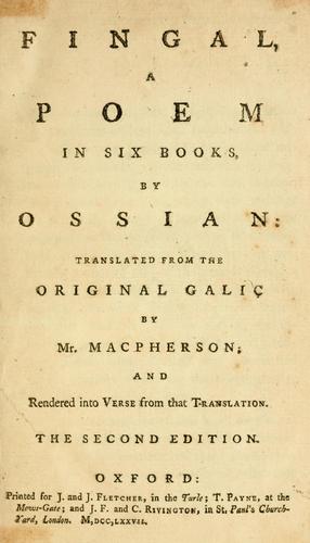 Fingal, a poem in six books, by Ossian