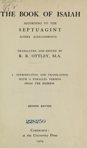 The book of Isaiah according to the Septuagint (Codex Alexandrinus)