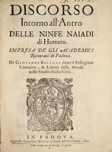Discorso intorno all'antro delle ninfe naiadi di Homero