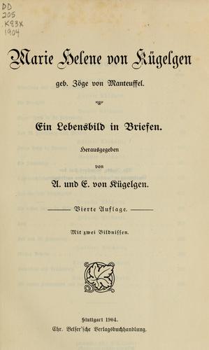 Marie Helene von Kügelgen geb. Zöge von Manteuffel